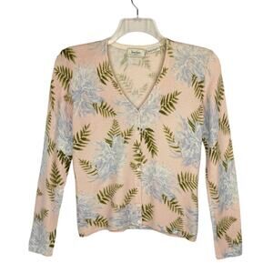 VTG Neiman Marcus Pink Floral 100% Cashmere Button Down Cardigan Women's Medium
